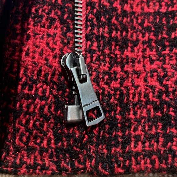 Burberry Brit Black and Red Plaid Wool Tweed Coat - Picture 4 of 16